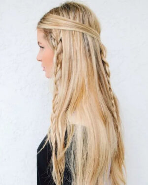 Peinados faciles y rapidos con trenzas: Semi recogido bohemio